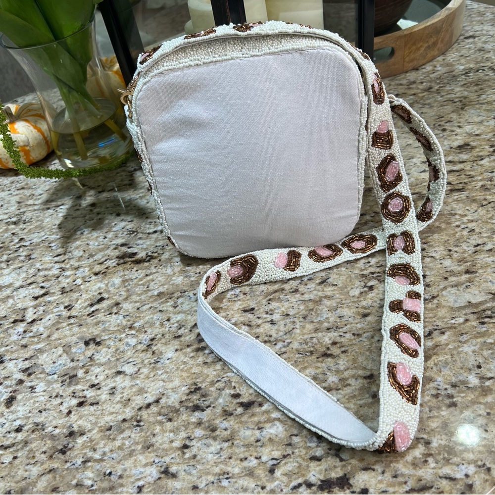 Pink Leopard Beautifully Beaded Box Crossbody Bag - Picture 10 of 12